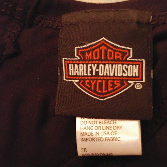 NWOT Tags. Harley Davidson tank top. Embellishments, tie front and back. Size Lg - Picture 4 of 5